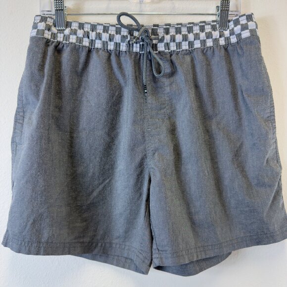 Original Use Men’s Medium Gray 5 Inch Unlined Swim Trunks Checker Board Shorts - Picture 1 of 10